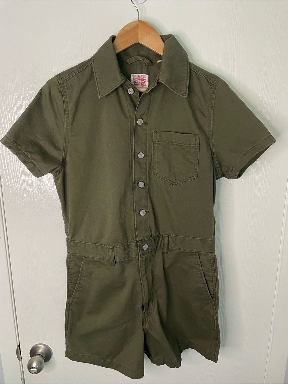 Levi’s Olive Utility Romper Small Military Safari Cotton Shorts